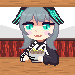 Ho'olheyak from arknights eating noodles
