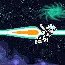 Mecha girl in flight space banner.
