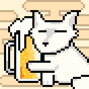 pixel wolf drinking beer